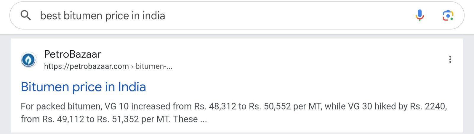 Bitumen price in India. 16-10-2024.