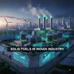 image shows silos or containers holding the solid fuels, factories burning solid fuels, smoke coming out of chimneys and price indexes are reflecting solid fuels price trends