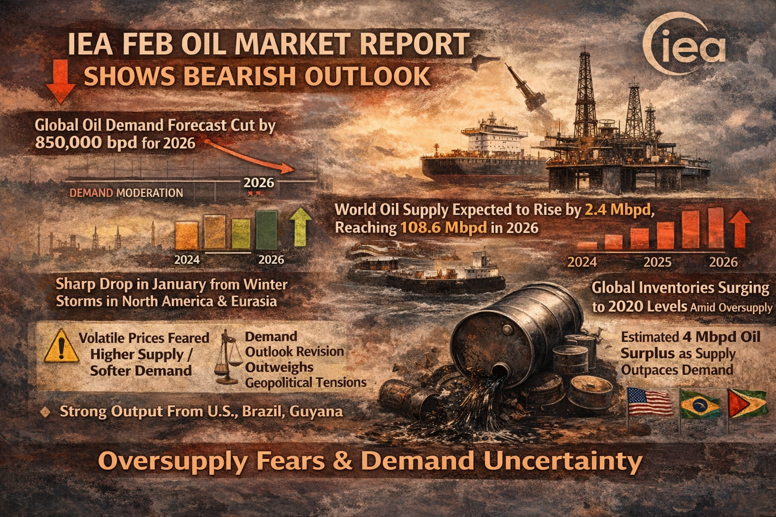 IEA reports lower demand over supply