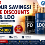 Promotional banner showcasing bulk discount offers of up to ₹4,000 per KL on Furnace Oil (FO) and Light Diesel Oil (LDO), featuring refinery background, fuel barrels, tanker, and Petrobazaar branding for industrial fuel buyers.