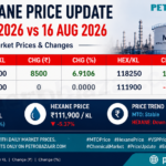 MTO and Hexane price update at VSP showing prices and changes from 1 August to 16 August 2026